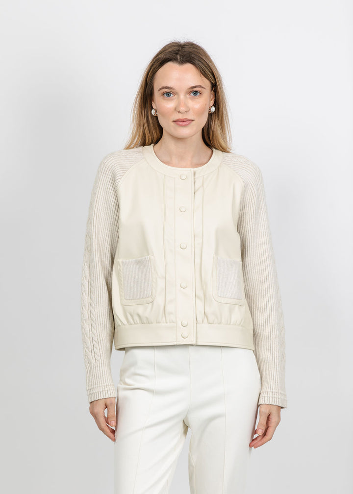 Metric Vegan Bomber Cable Jacket in Cream available at Barbara Katz