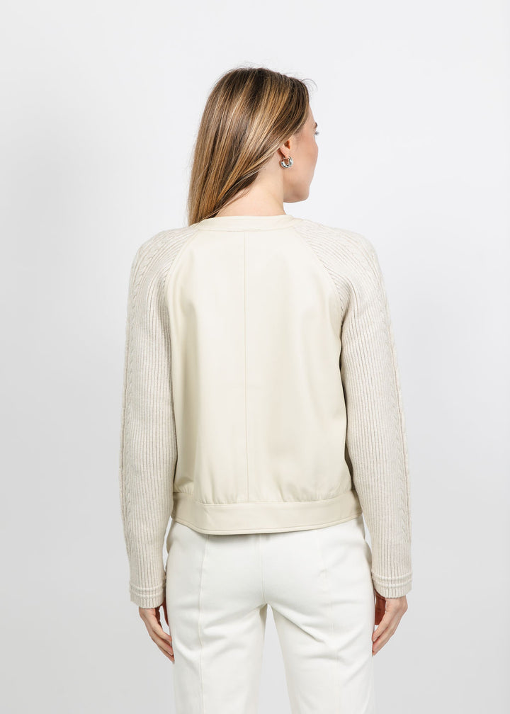 Metric Vegan Bomber Cable Jacket in Cream available at Barbara Katz