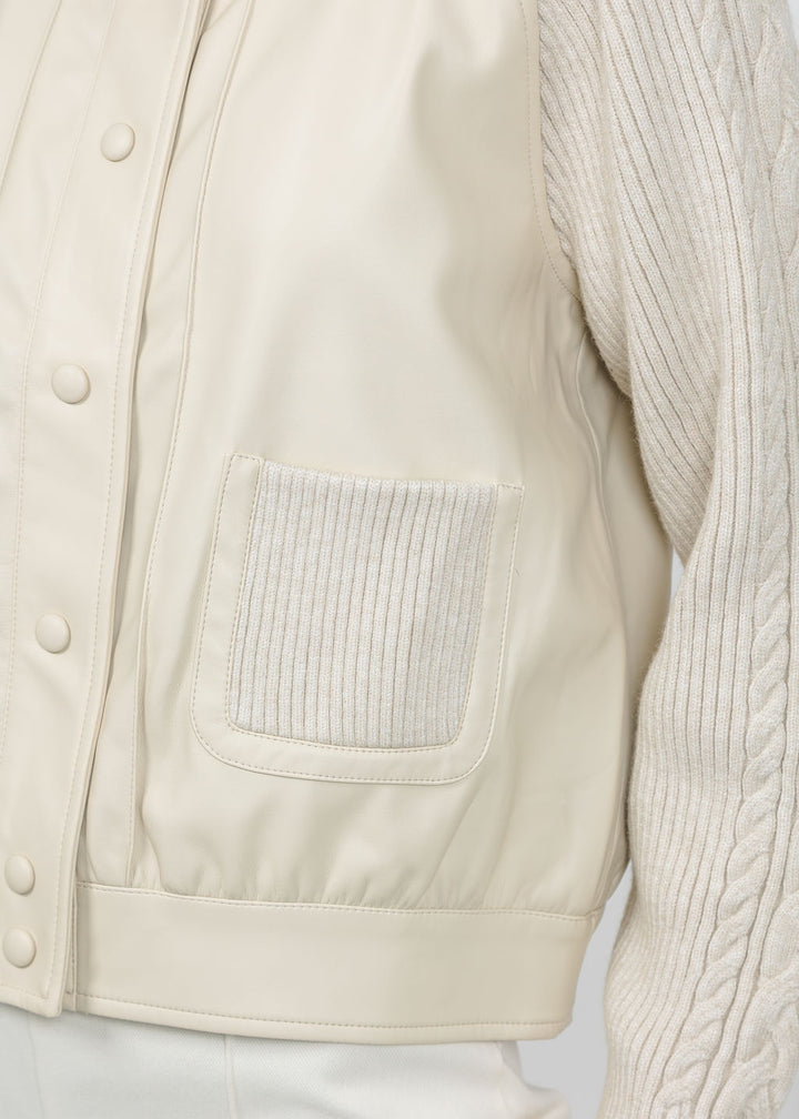 Metric Vegan Bomber Cable Jacket in Cream available at Barbara Katz