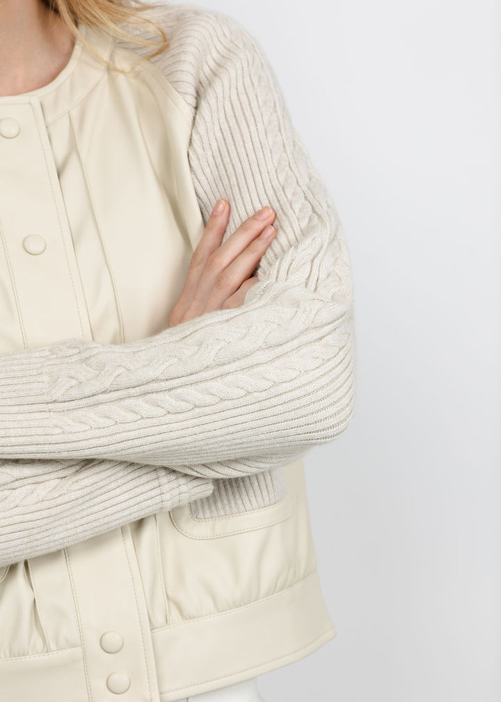 Metric Vegan Bomber Cable Jacket in Cream available at Barbara Katz