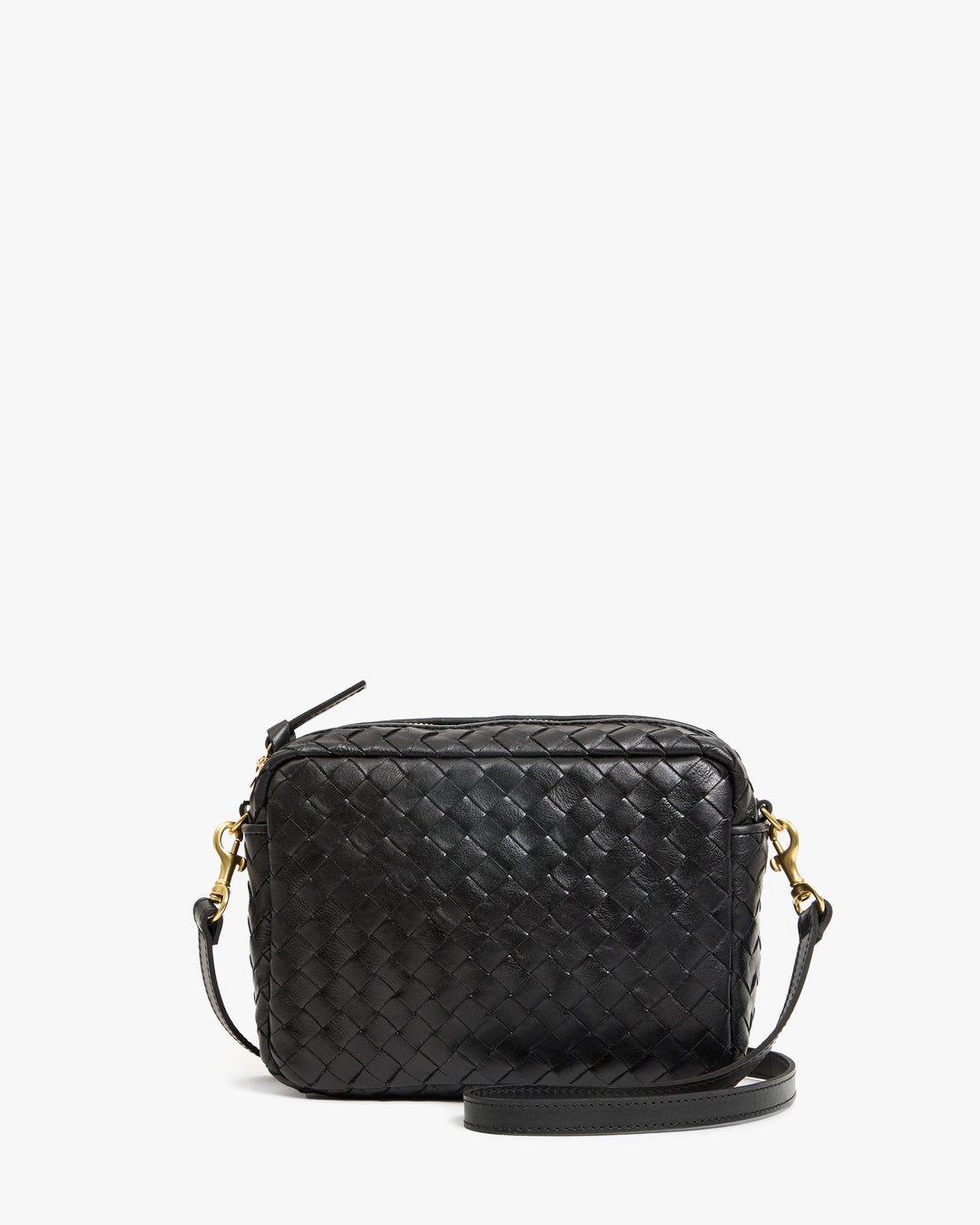 Clare V Midi Sac Woven Crossbody in Black available at Barbara Katz
