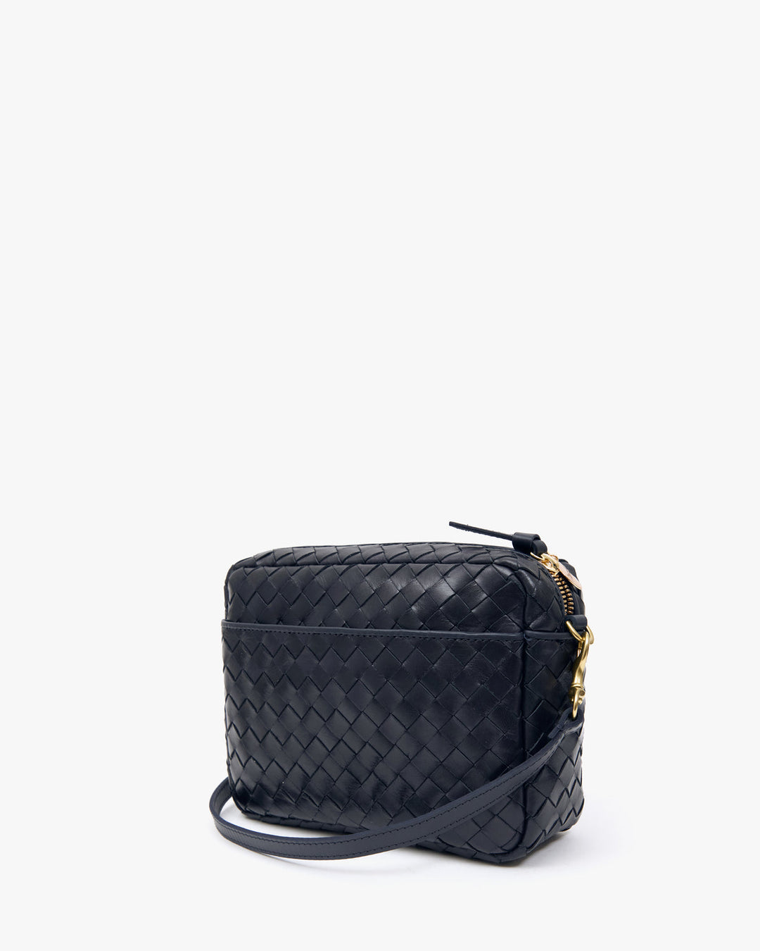 Clare V Midi Sac Crossbody Bag With Pocket in Twilight Diagonal Woven available at Barbara Katz