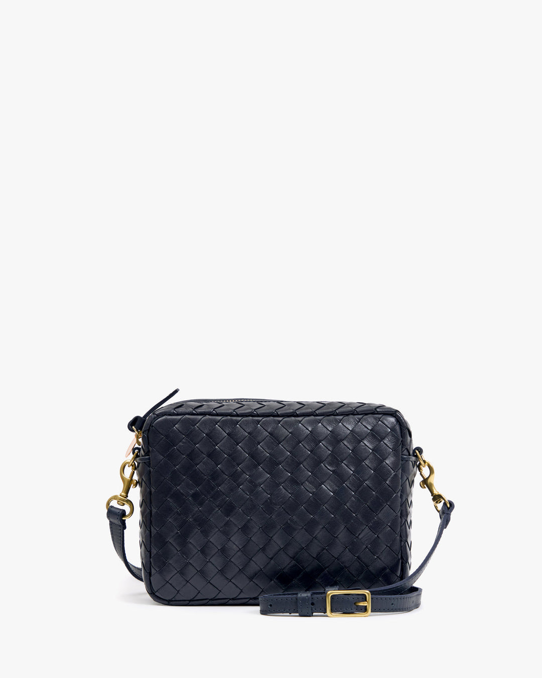 Clare V Midi Sac Crossbody Bag With Pocket in Twilight Diagonal Woven available at Barbara Katz