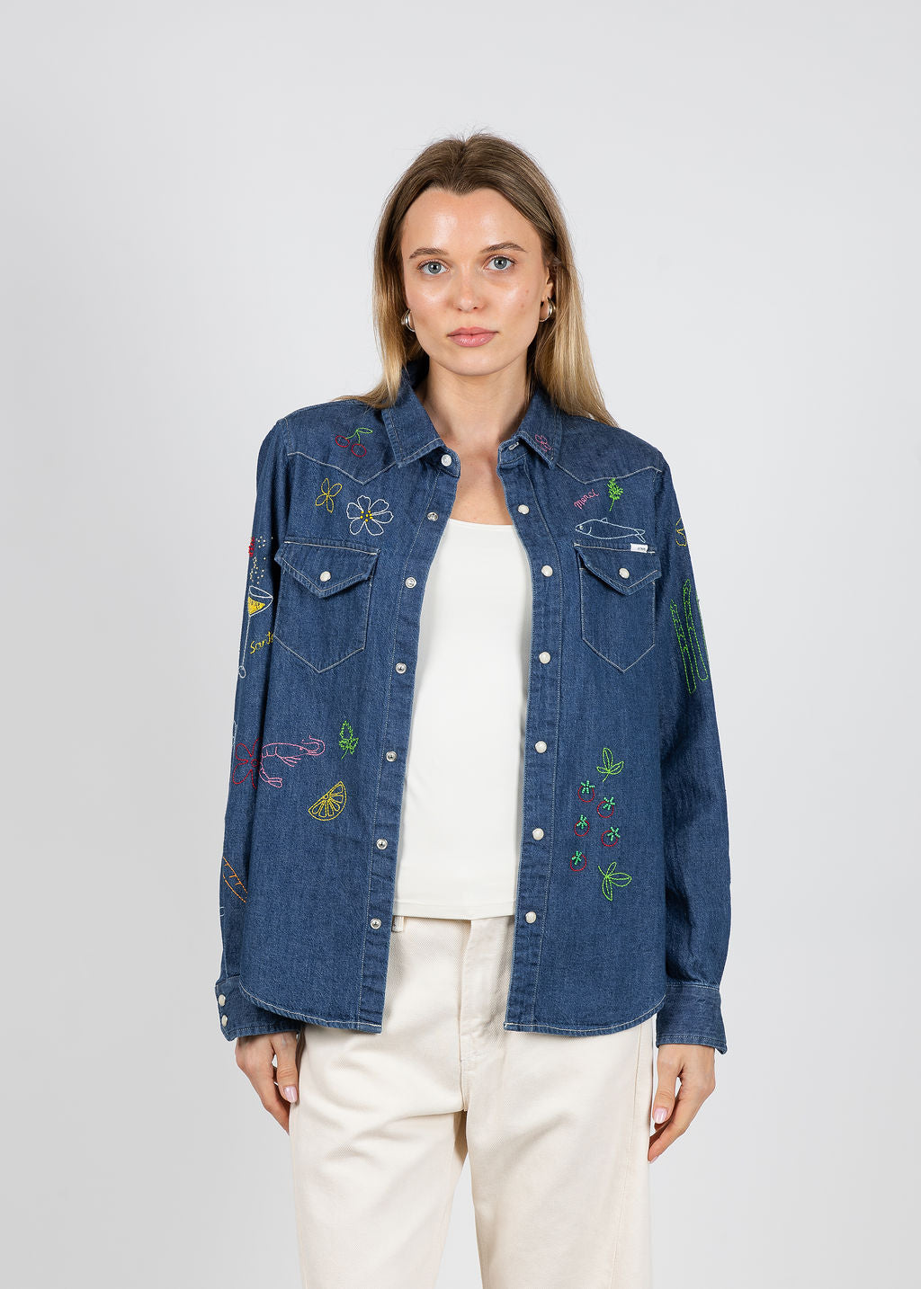 Mother All My Exes Denim Shirt Jacket in Reservations Required available at Barbara Katz