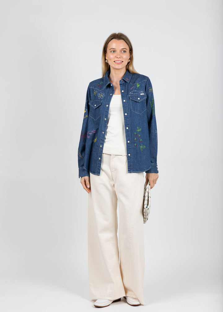 Mother All My Exes Denim Shirt Jacket in Reservations Required available at Barbara Katz