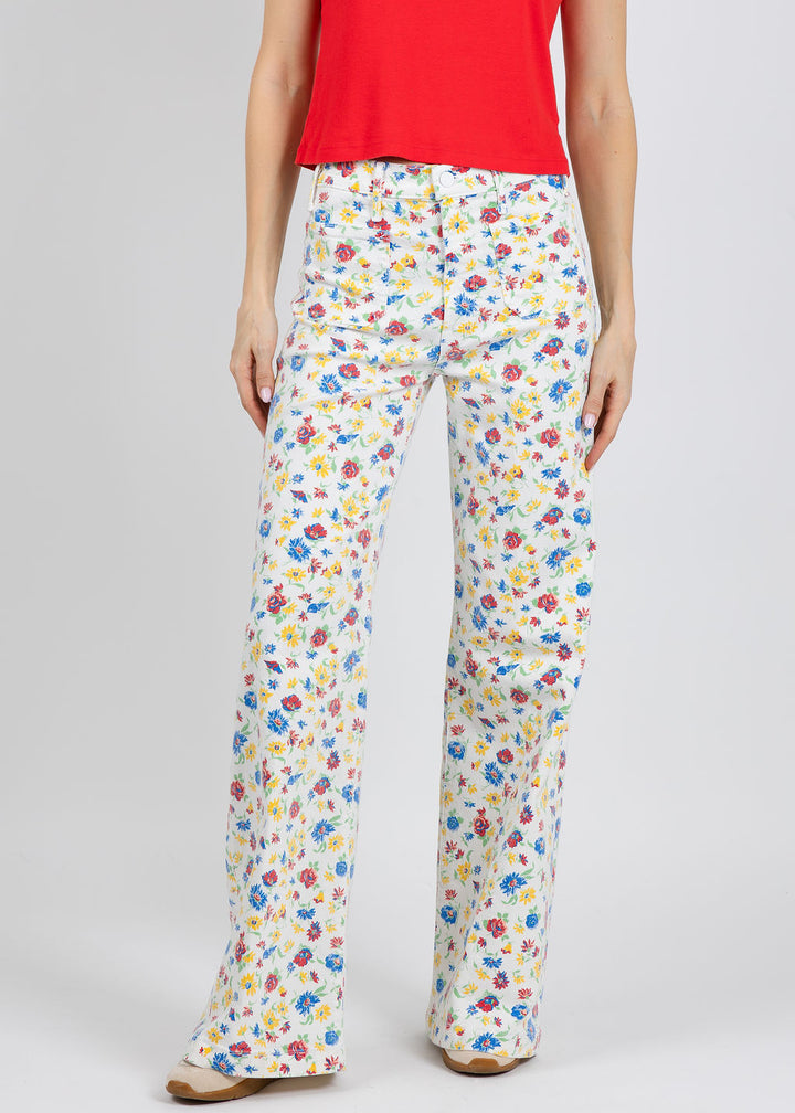 Mother Hustler Roller Patch Pocket Sneak Jeans in Rose Bowl available at Barbara Katz