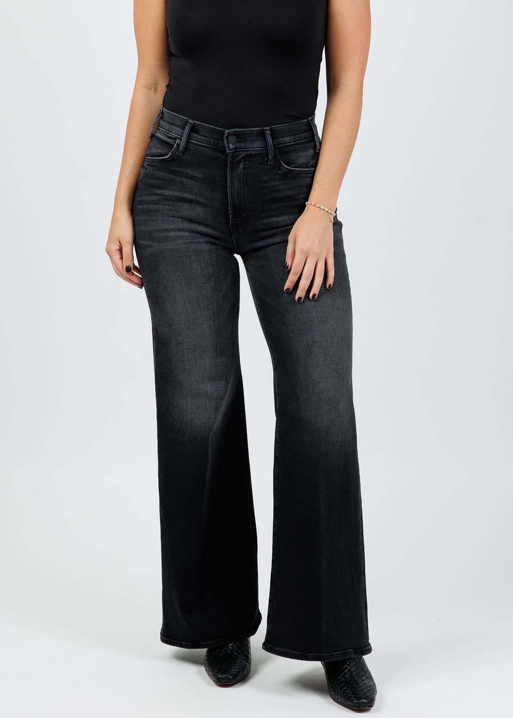 Mother The Lil Hustler Roller Sneak Jeans in Not Today Satan available at Barbara Katz