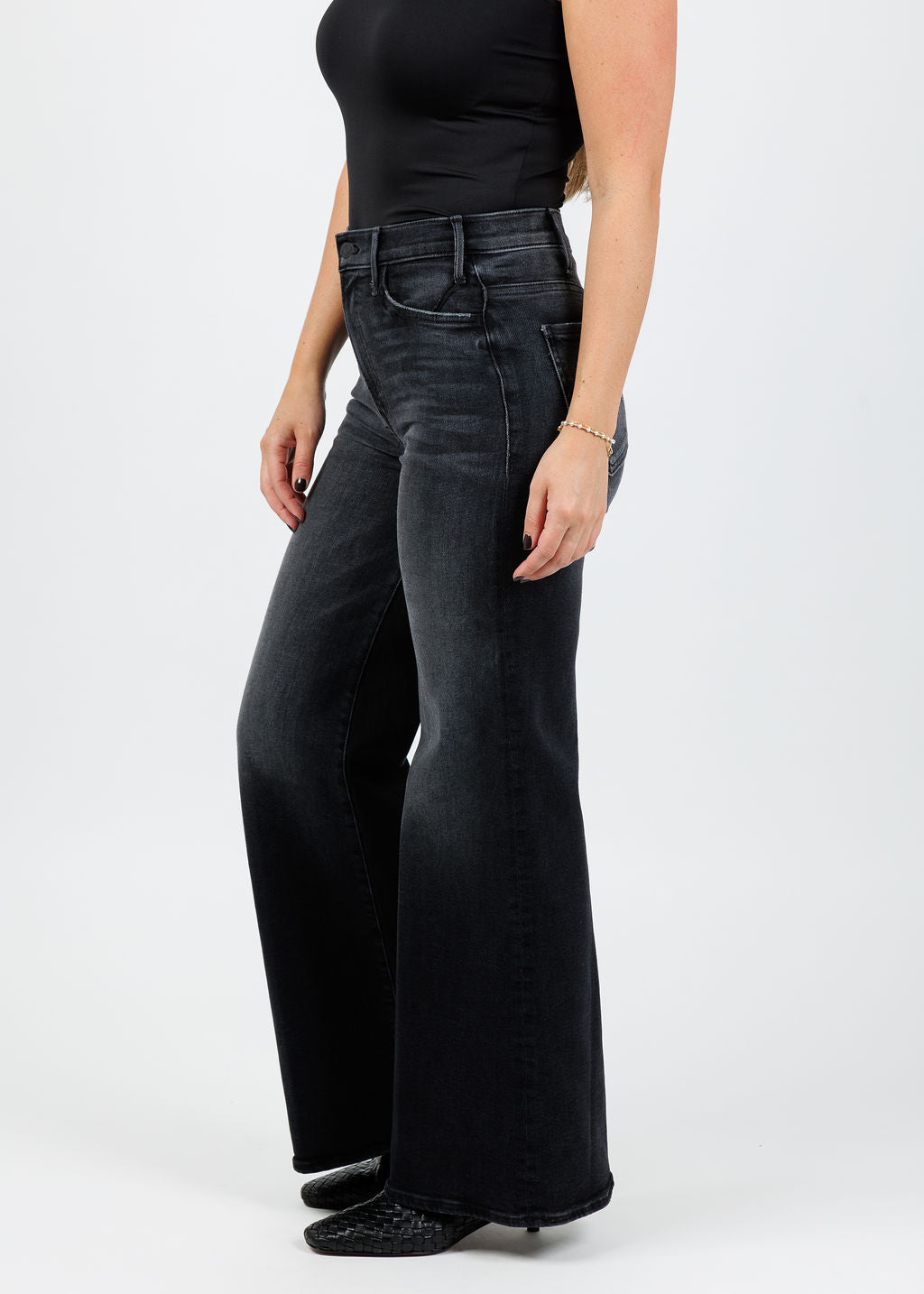 Mother The Lil Hustler Roller Sneak Jeans in Not Today Satan available at Barbara Katz