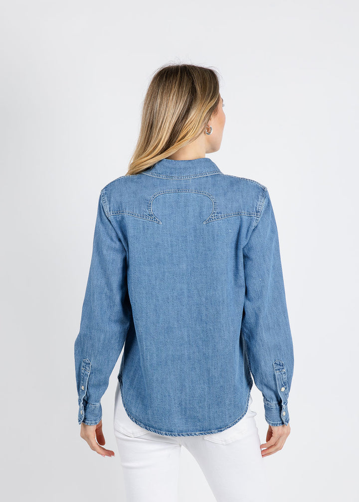 Mother The Gallop Exes Denim Shirt in Playing for Keeps available at Barbara Katz