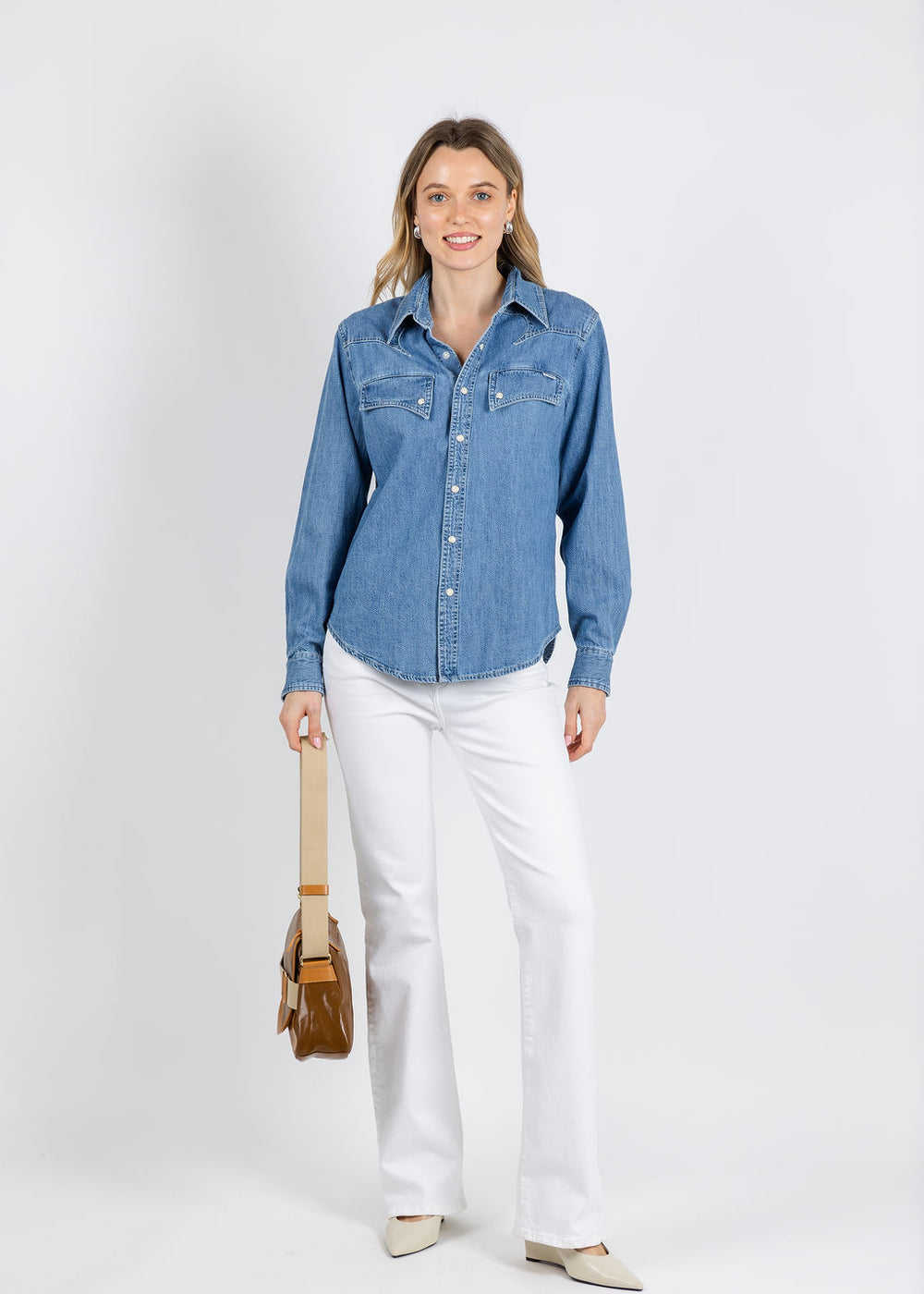 Mother The Gallop Exes Denim Shirt in Playing for Keeps available at Barbara Katz