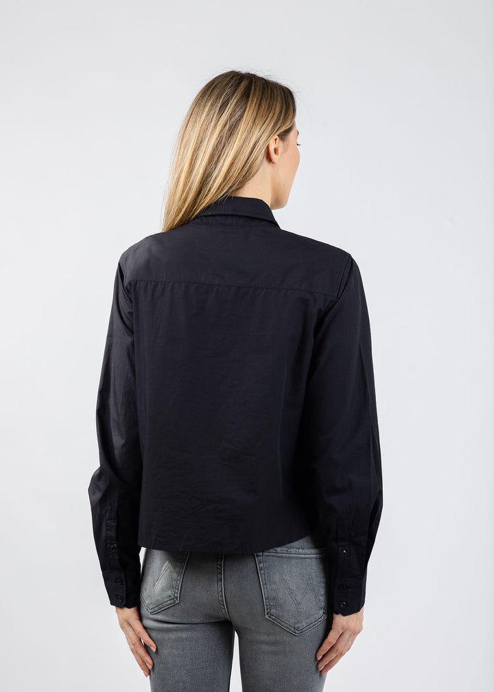 Mother The Honor Crystal Collar Shirt in Black available at Barbara Katz