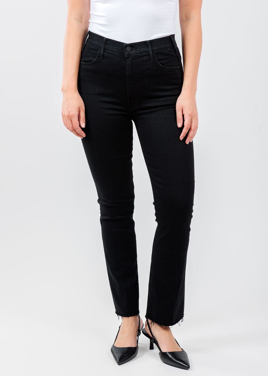 Mother The Hustler Ankle Fray Jeans in Not Guilty available at Barbara Katz