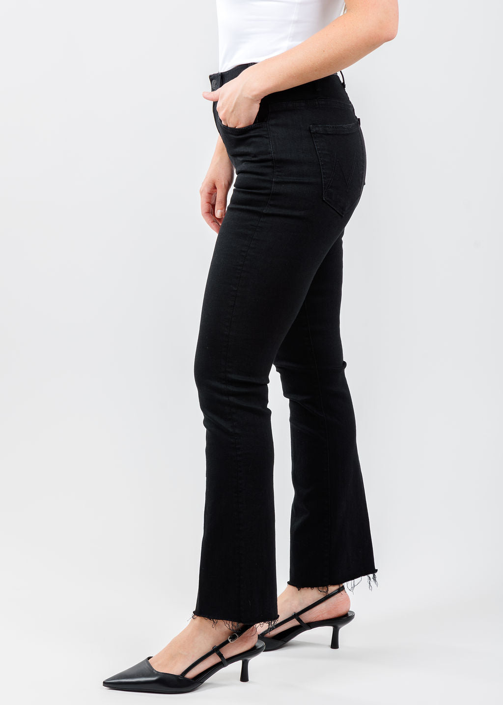 Mother The Hustler Ankle Fray Jeans in Not Guilty available at Barbara Katz