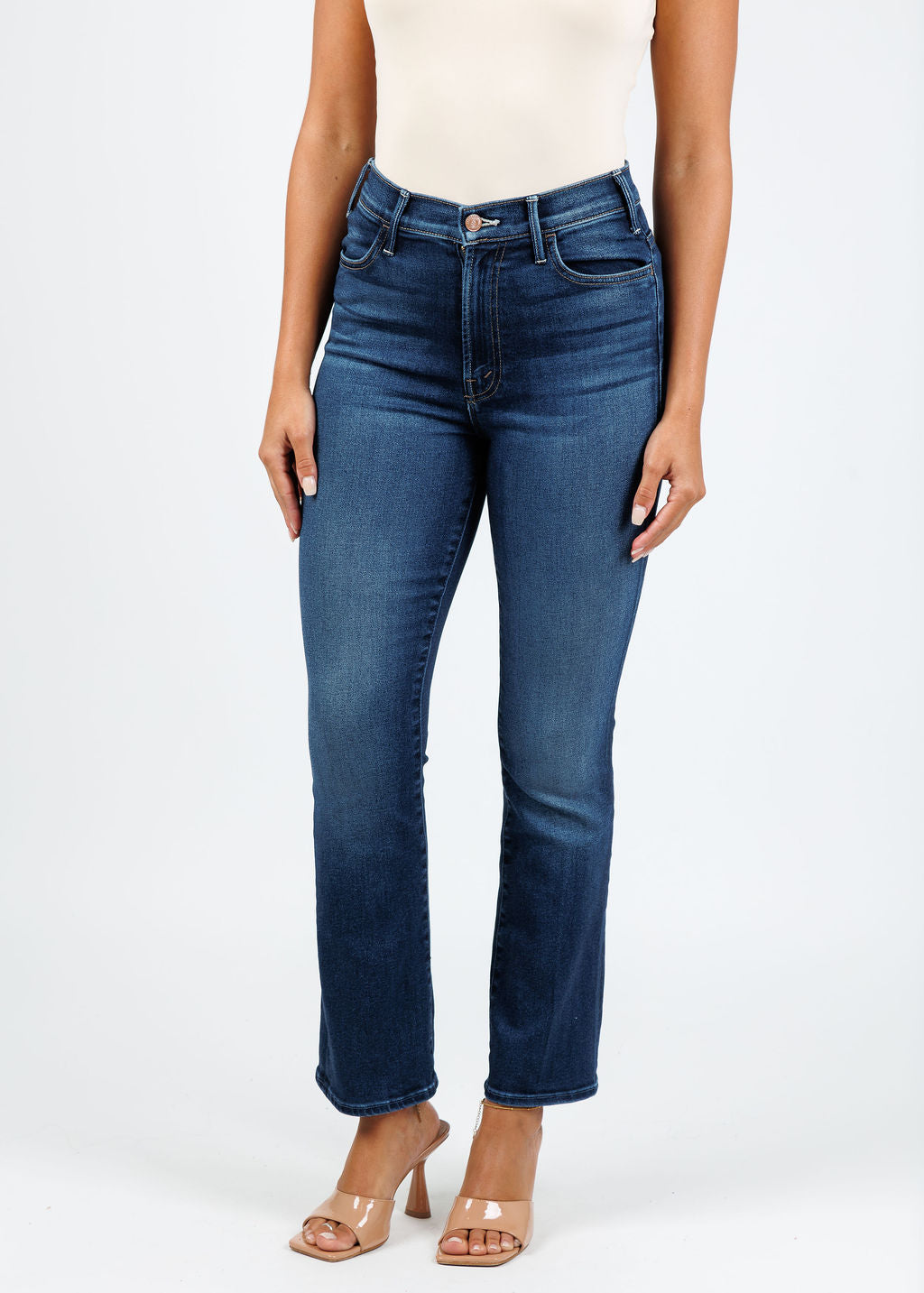 Mother The Hustler Ankle Fray Jeans in Taking Chance available at Barbara Katz