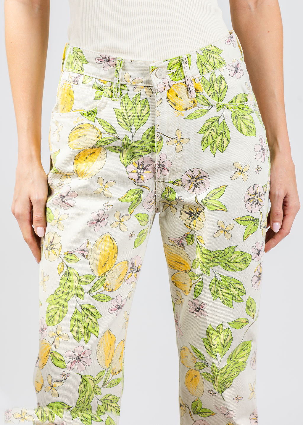 Mother The Kick It Jeans in Lemonade Stand available at Barbara Katz