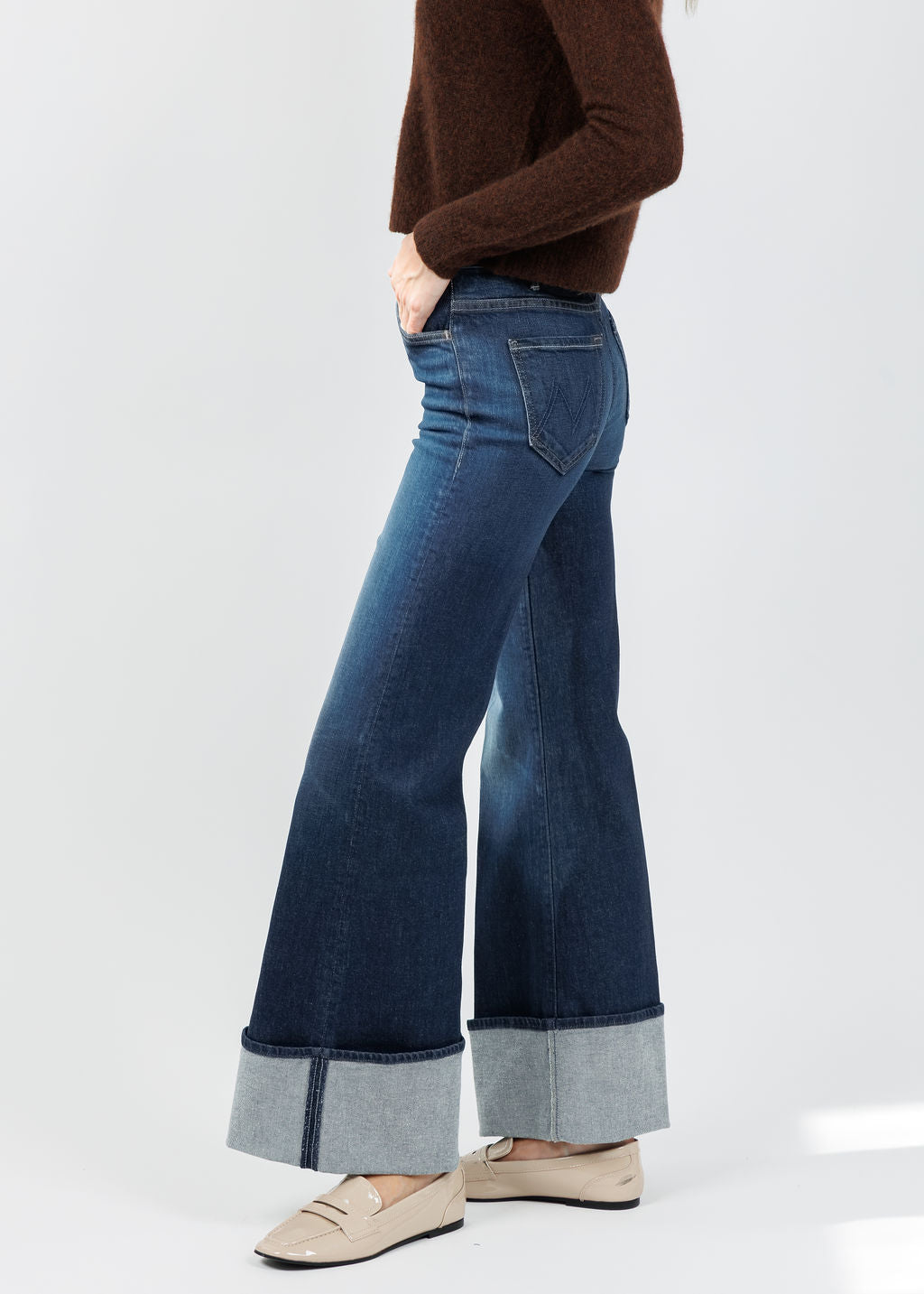 Mother The Lil Hustler Roller Sneak Cuff Jeans in Kicks And Riffs available at Barbara Katz