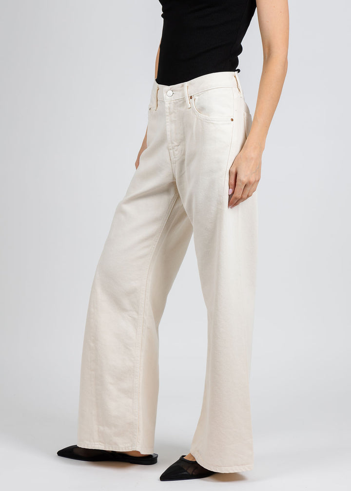 Mother The Lil Lemon Twist Sneak Jeans in Natural available at Barbara Katz