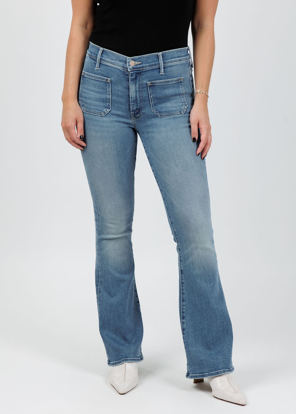 Mother The Patch Pocket Weekender Jeans in Poppin Wheelies available at Barbara Katz
