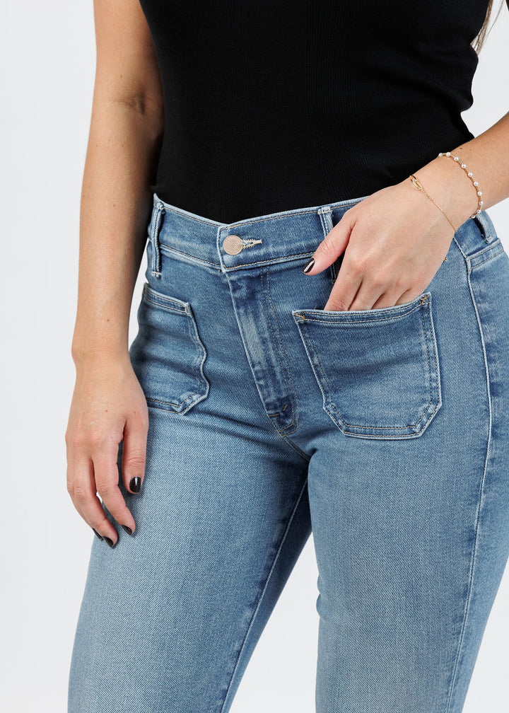 Mother The Patch Pocket Weekender Jeans in Poppin Wheelies available at Barbara Katz