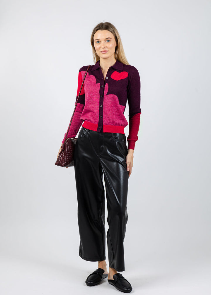 Mother The Racquet Cardigan in Pop Art paired with Melissa Nepton Morela Pants in Black available at Barbara Katz