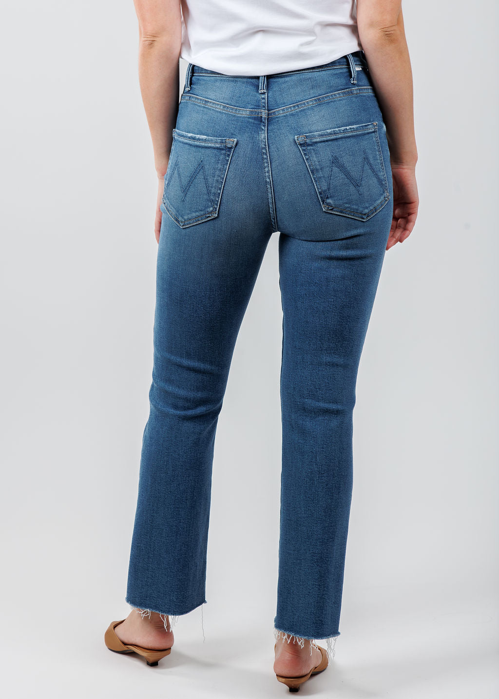 Mother The Hustler Ankle Fray Jeans in Grasping At Straws available at Barbara Katz