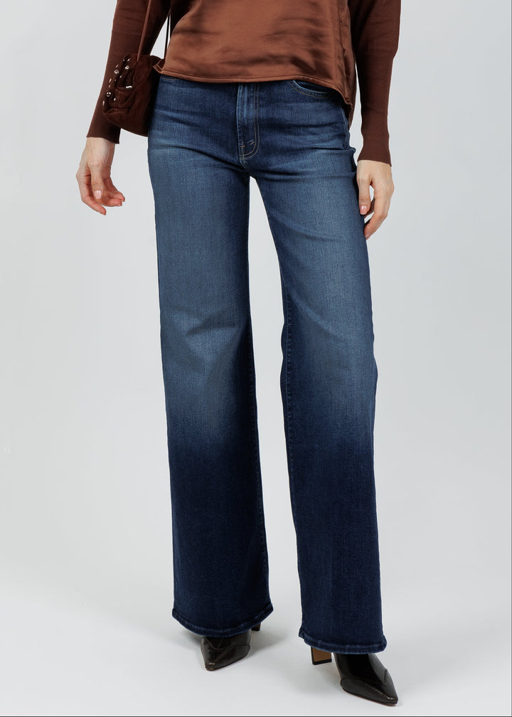 Mother The Hustler Roller Sneak Jeans in Troublemaker available at Barbara Katz