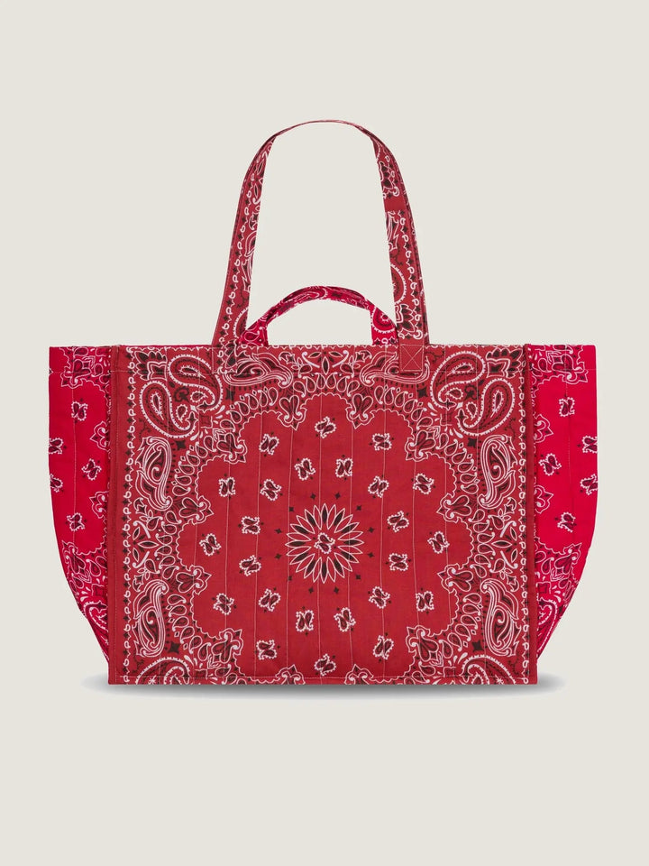 Call It By Your Name Love Maxi Quilted Cabas Tote Bag in Vintage Red/Real Red available at Barbara Katz