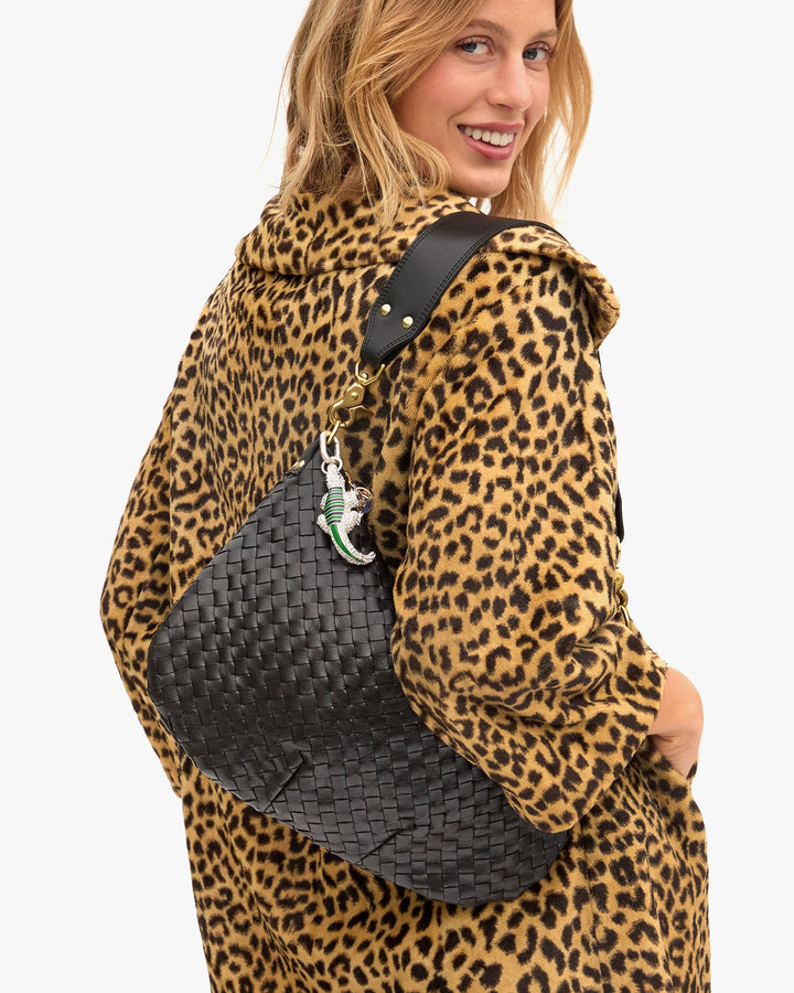 Clare V Moyen Woven Messenger in Black available at Barbara Katz