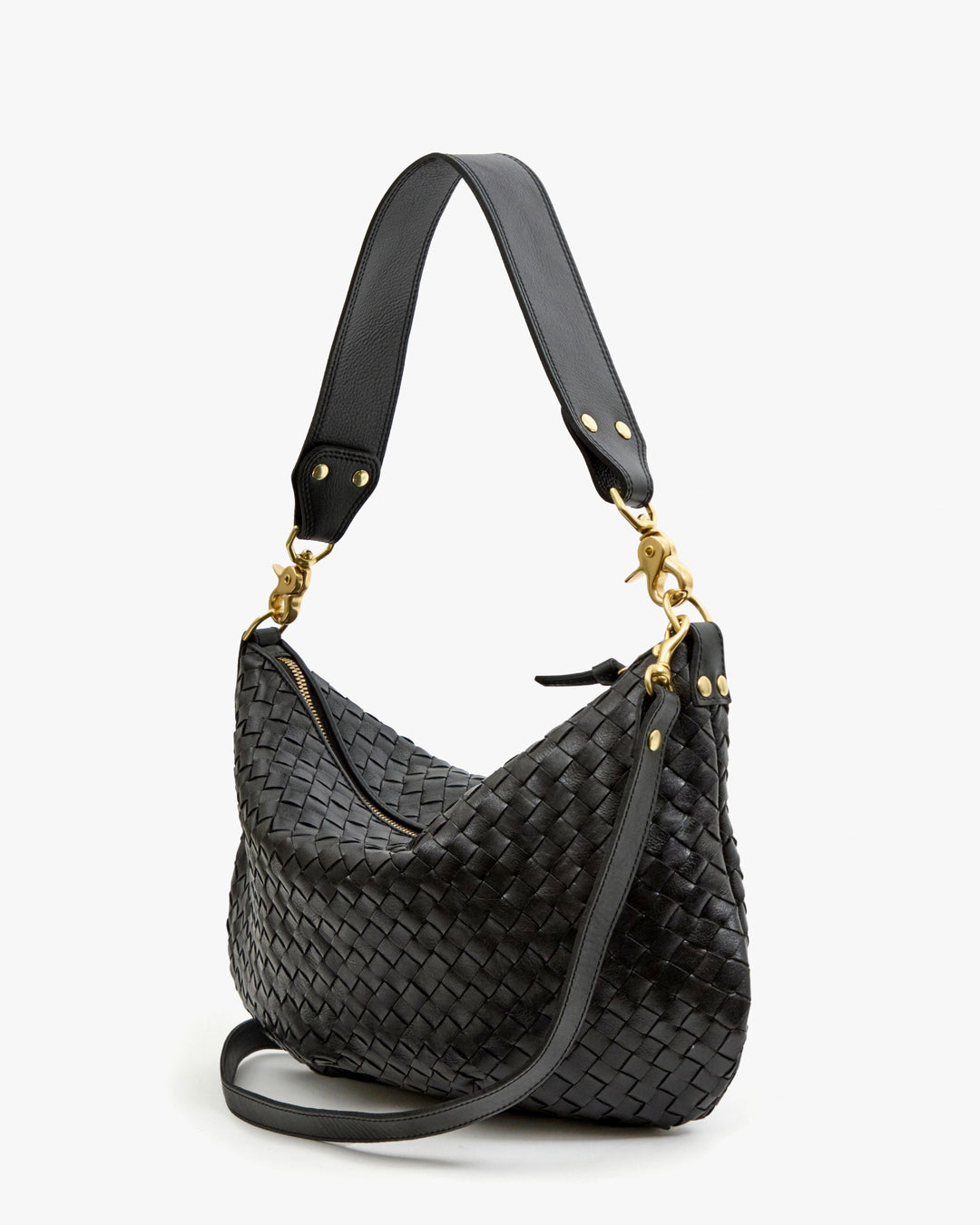Clare V Moyen Woven Messenger in Black available at Barbara Katz