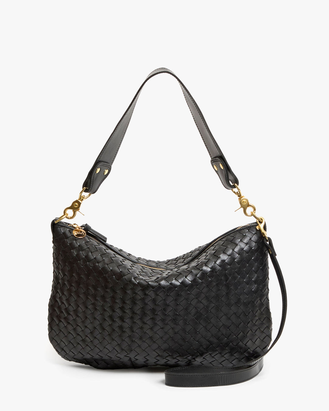 Clare V Moyen Woven Messenger in Black available at Barbara Katz