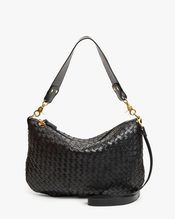 Clare V Moyen Woven Messenger in Black available at Barbara Katz