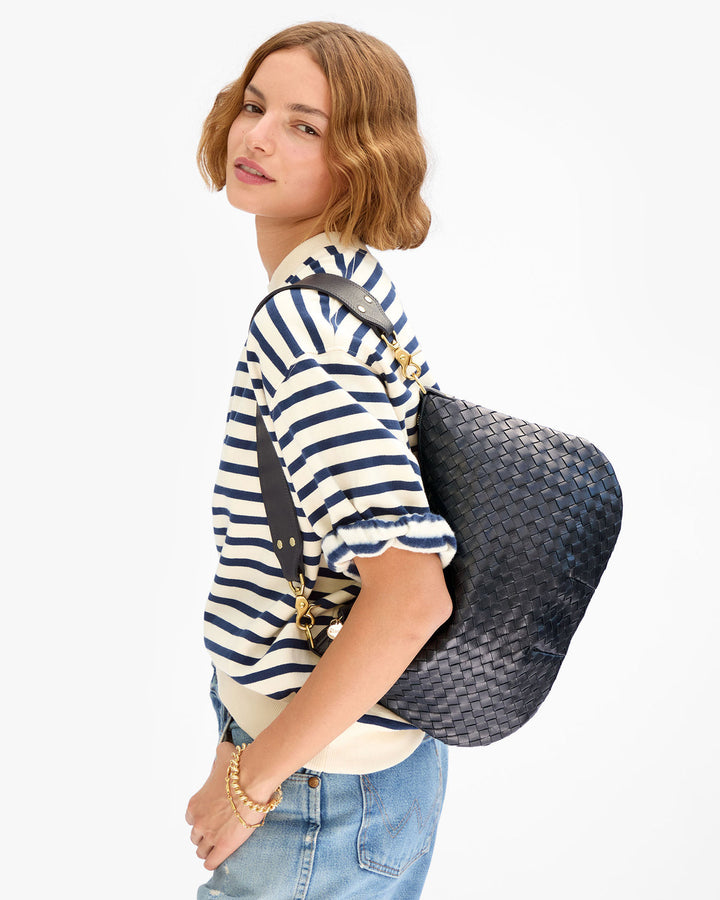 Clare V Moyen Messenger Bag in Twilight Diagonal Woven available at Barbara Katz