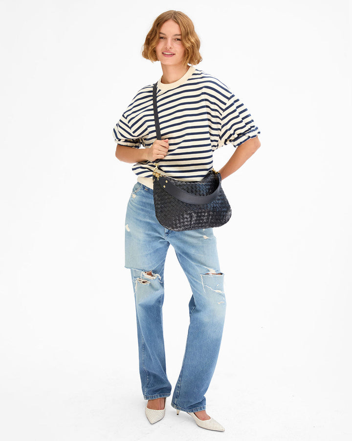 Clare V Moyen Messenger Bag in Twilight Diagonal Woven available at Barbara Katz