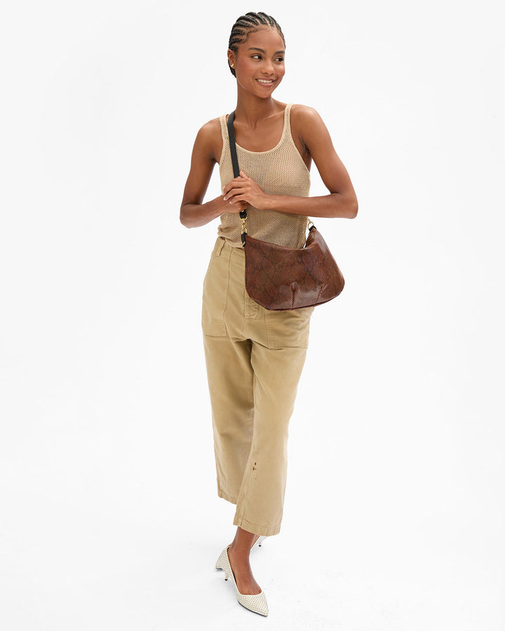 Clare V Moyen Messenger Bag in Auburn Pierre Python available at Barbara Katz
