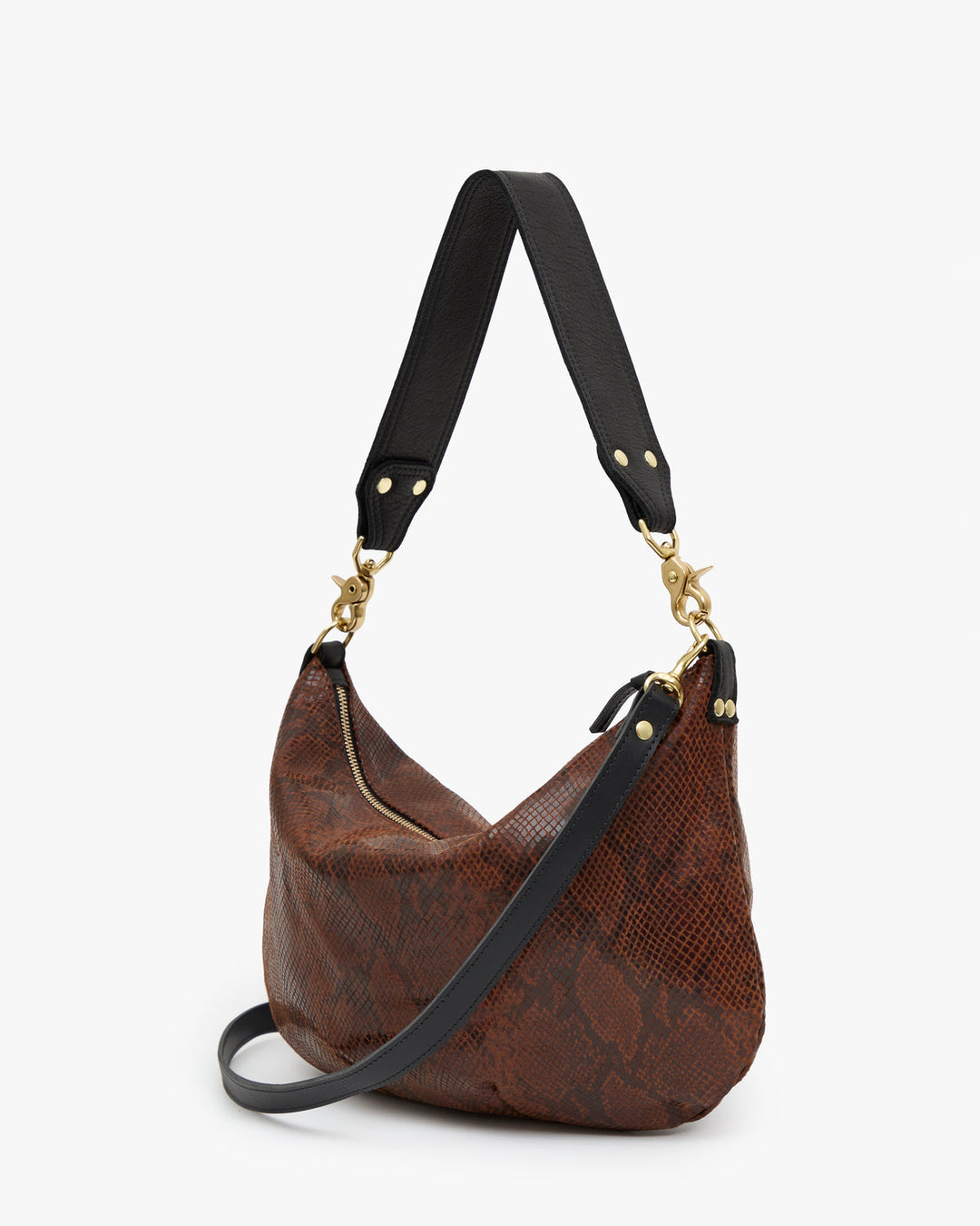 Clare V Moyen Messenger Bag in Auburn Pierre Python available at Barbara Katz