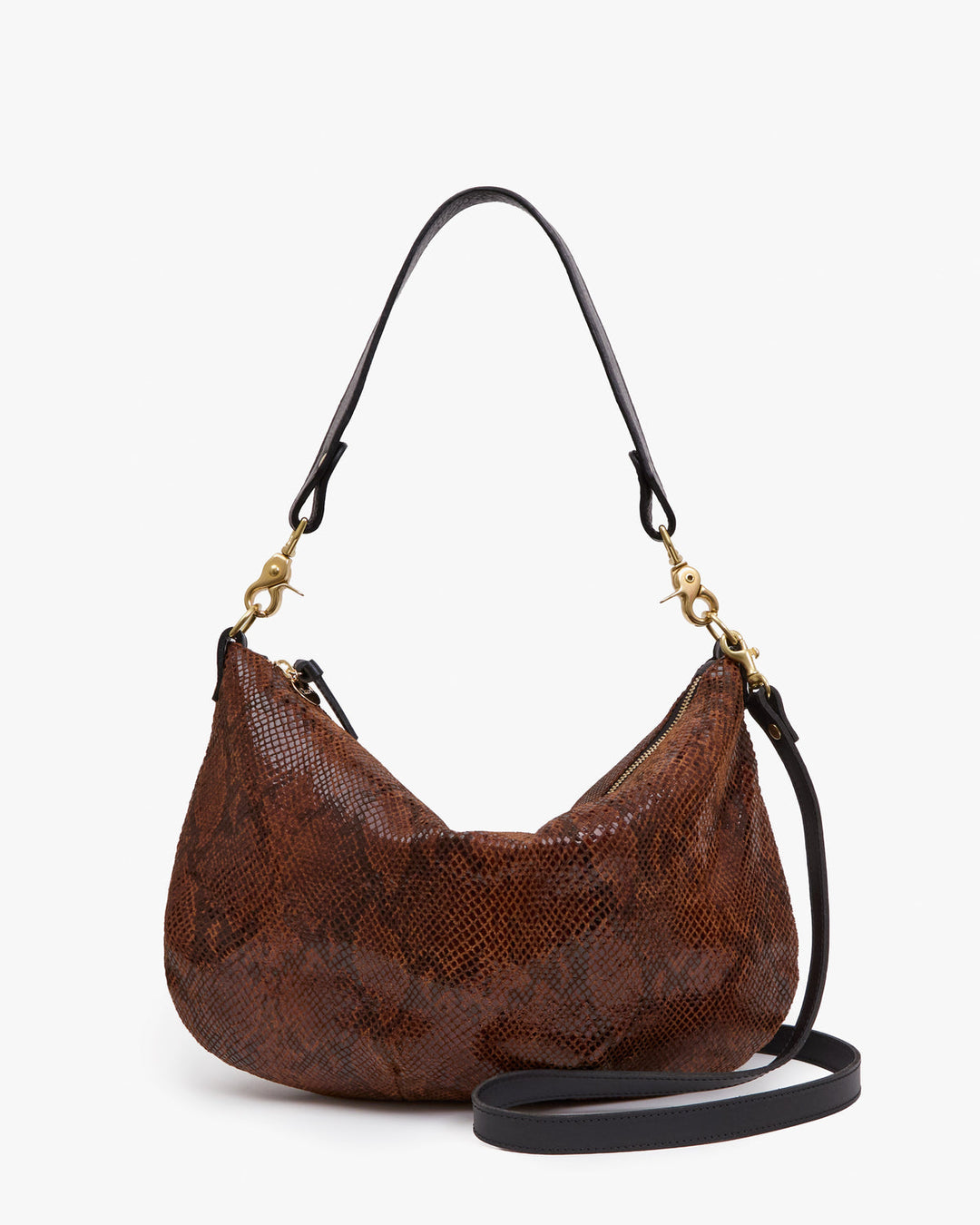 Clare V Moyen Messenger Bag in Auburn Pierre Python available at Barbara Katz