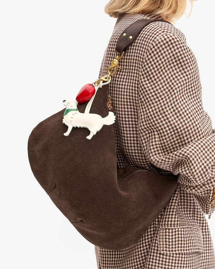 Clare V Moyen Messenger Bag in Chocolate Suede available at Barbara Katz