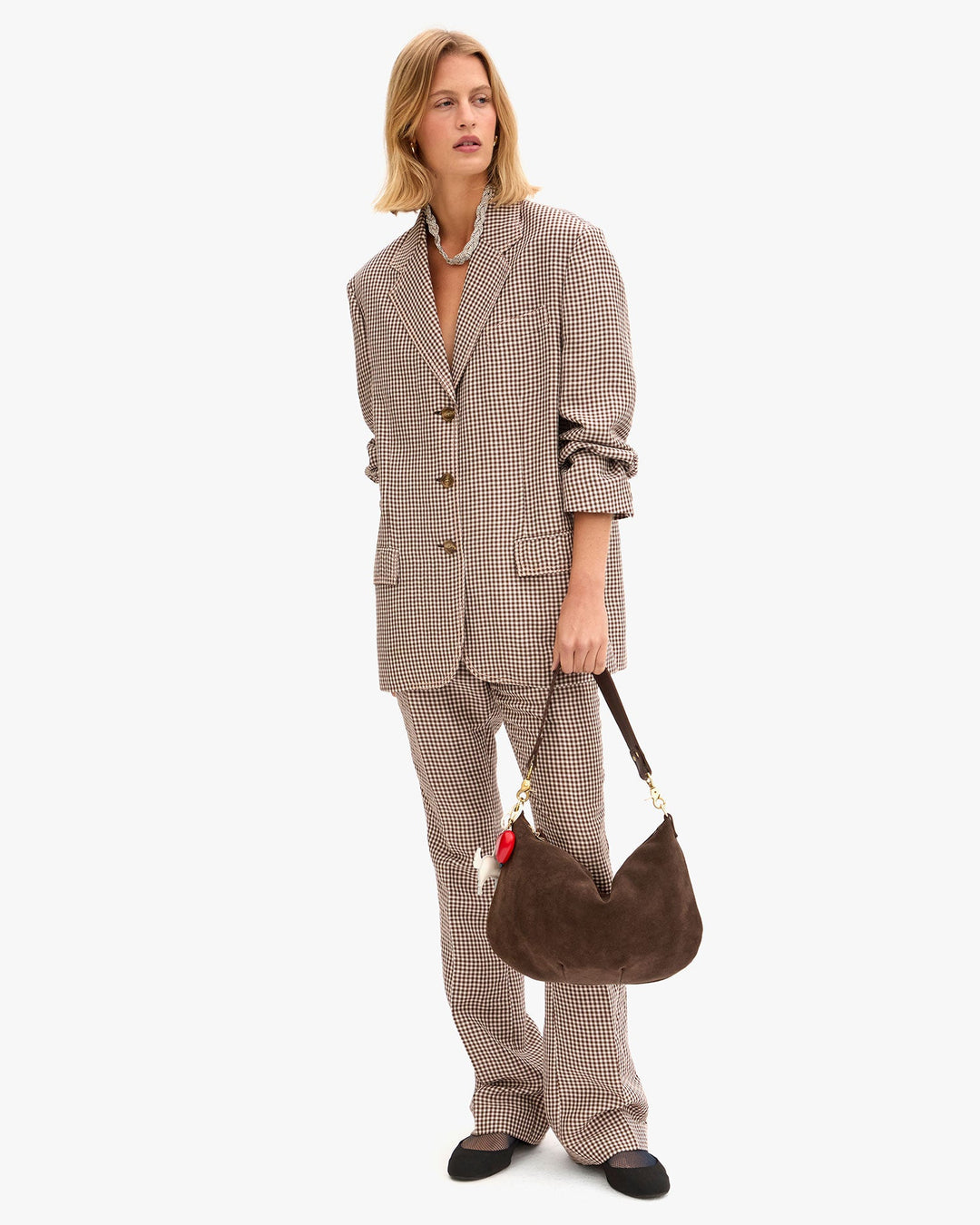 Clare V Moyen Messenger Bag in Chocolate Suede available at Barbara Katz