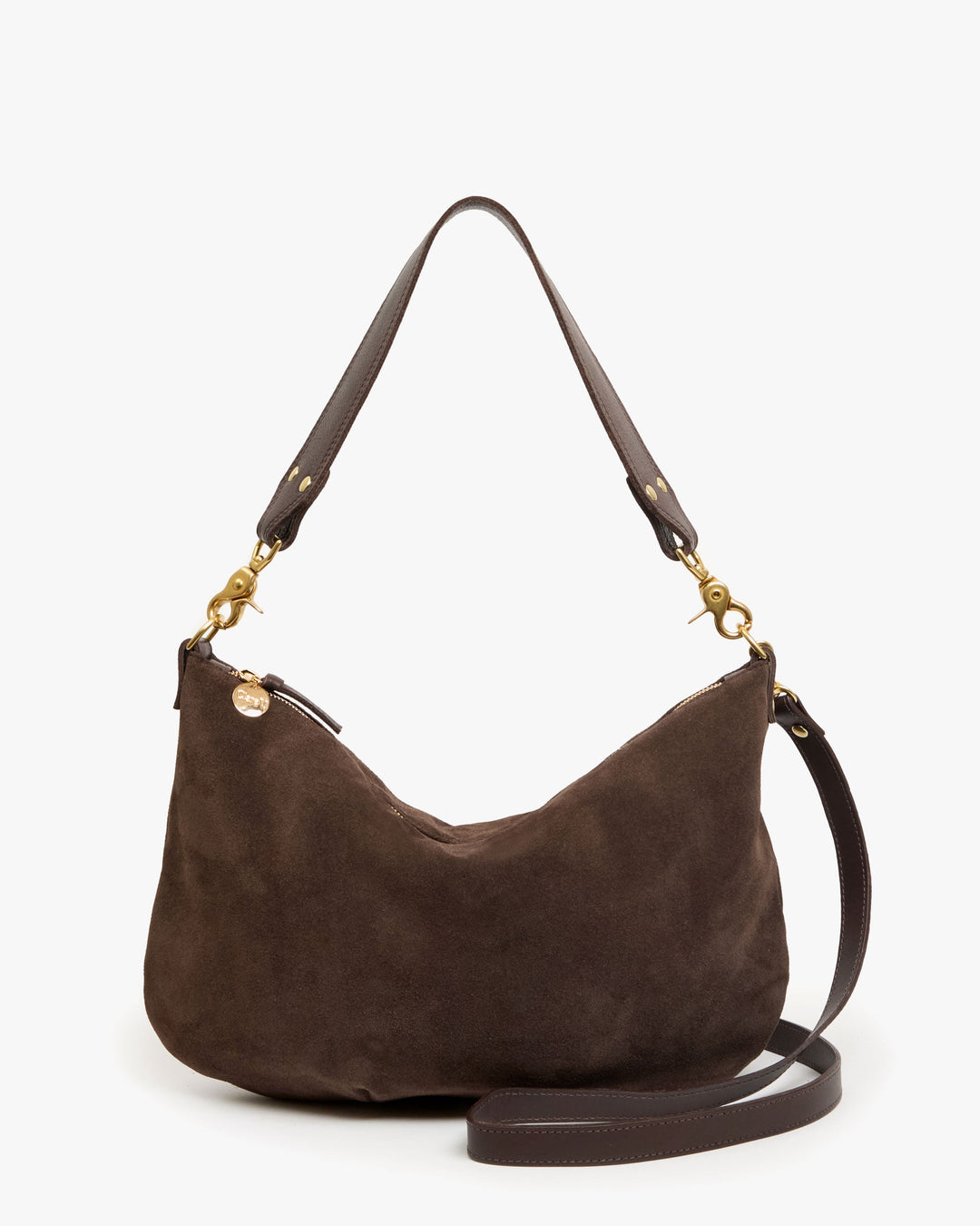 Clare V Moyen Messenger Bag in Chocolate Suede available at Barbara Katz