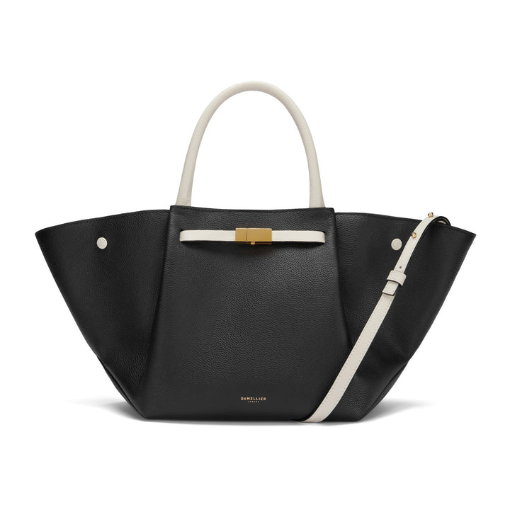 Midi New York Tote - Black/ Off White Leather