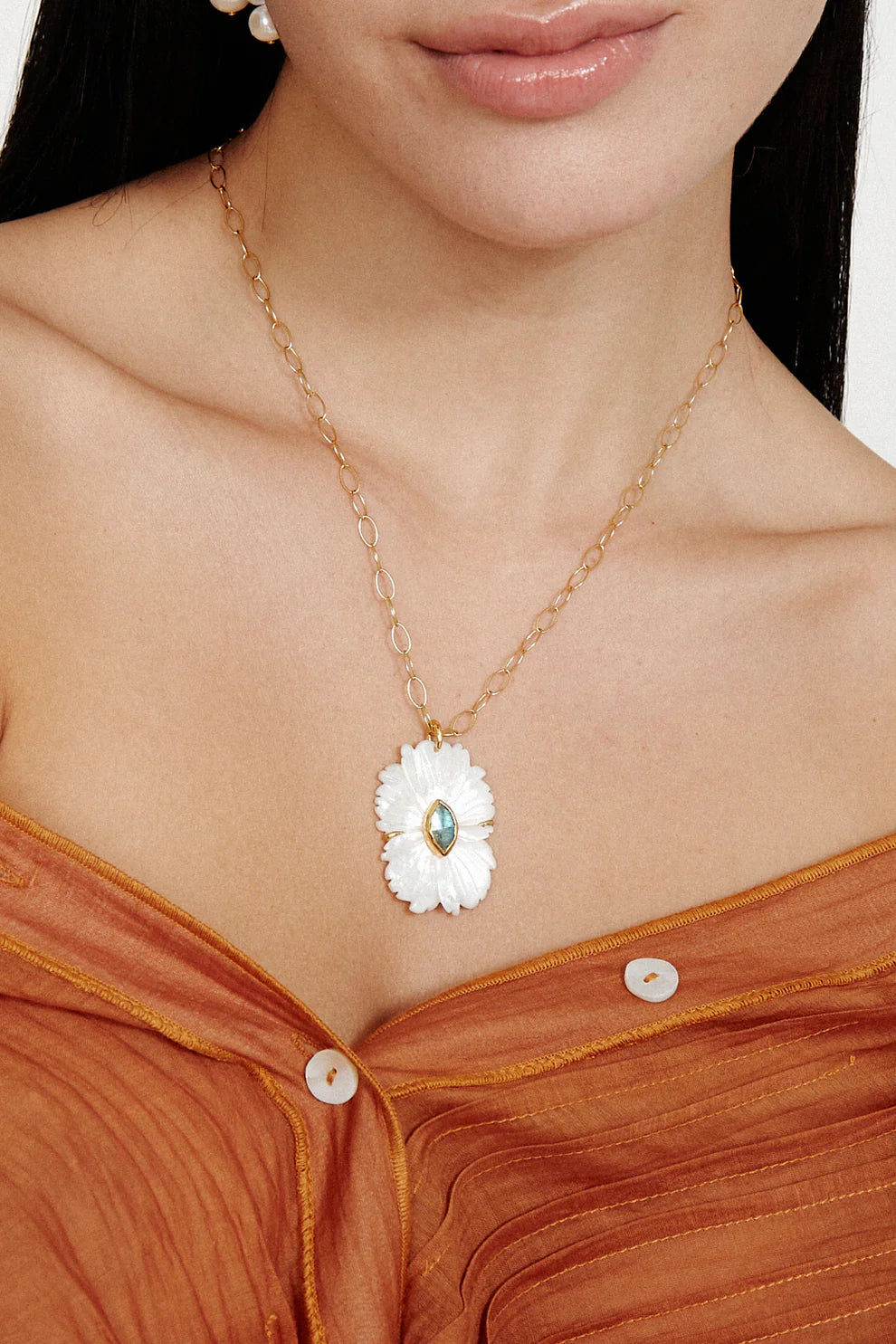 Chan Luu Sandra Mother-of-Pearl Pendant Necklace available at Barbara Katz