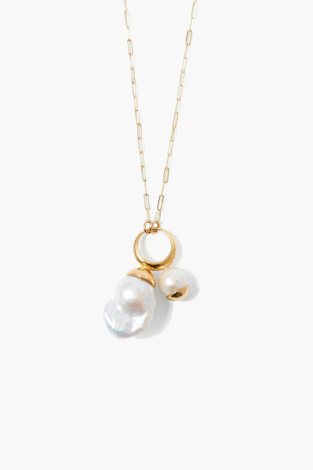 Chan Luu Mona White Pearl Drop Gold Necklace available at Barbara Katz