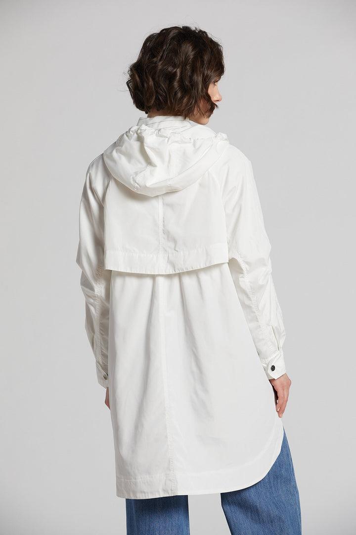 Adroit Atelier Nikita Lightweight Hooded Raincoat in White