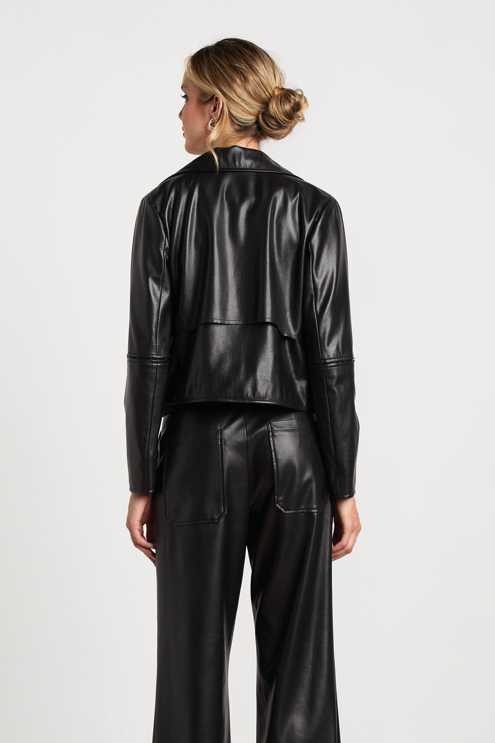 Adroit Atelier Ninon Short Vegan Leather Jacket - Black – Barbara Katz