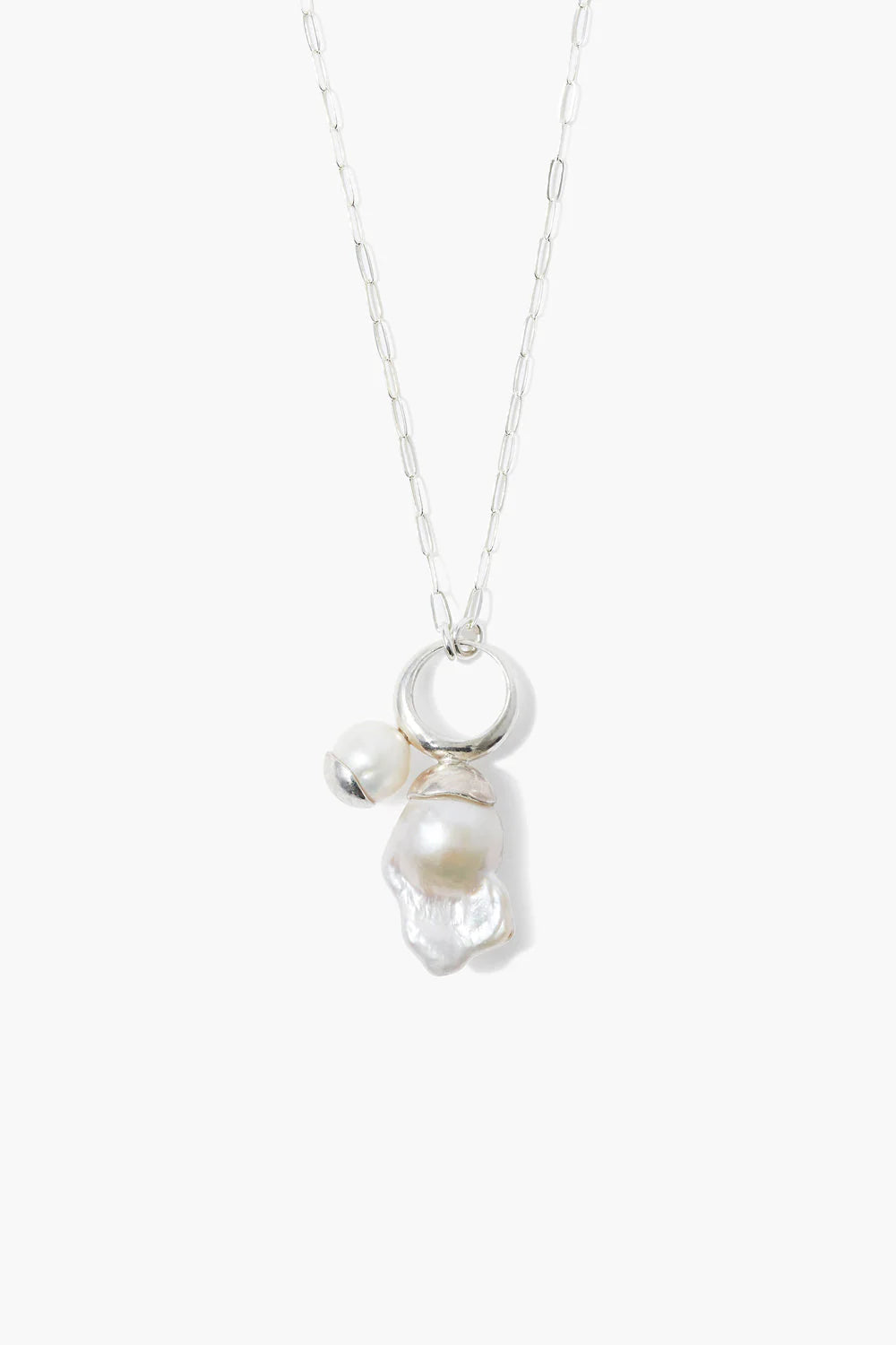 Chan Luu Mona White Pearl Drop Silver Necklace available at Barbara Katz