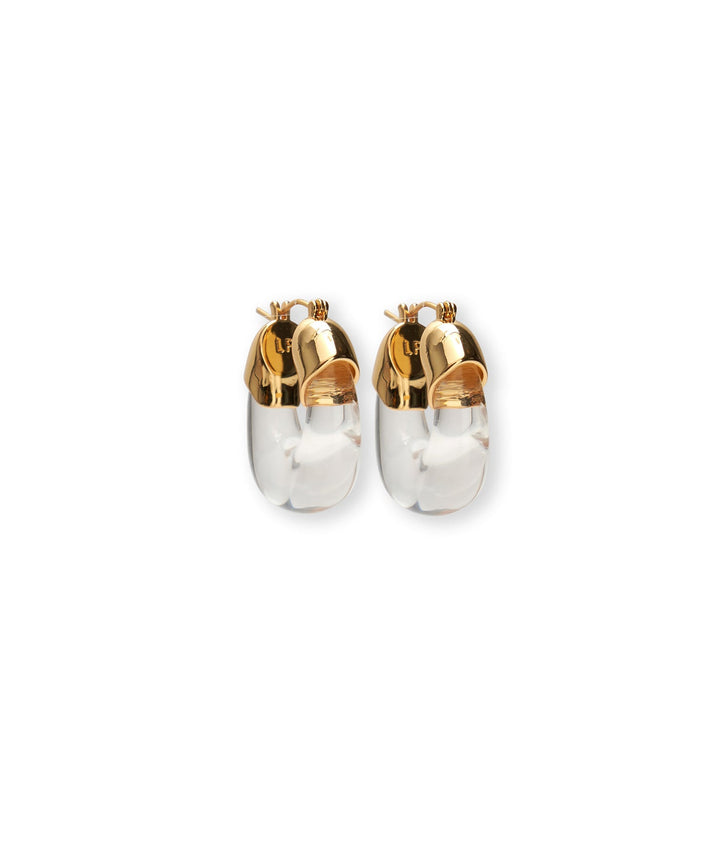 Lizzie Fortunato Mini Organic Hoops in Gold & Clear available at Barbara Katz