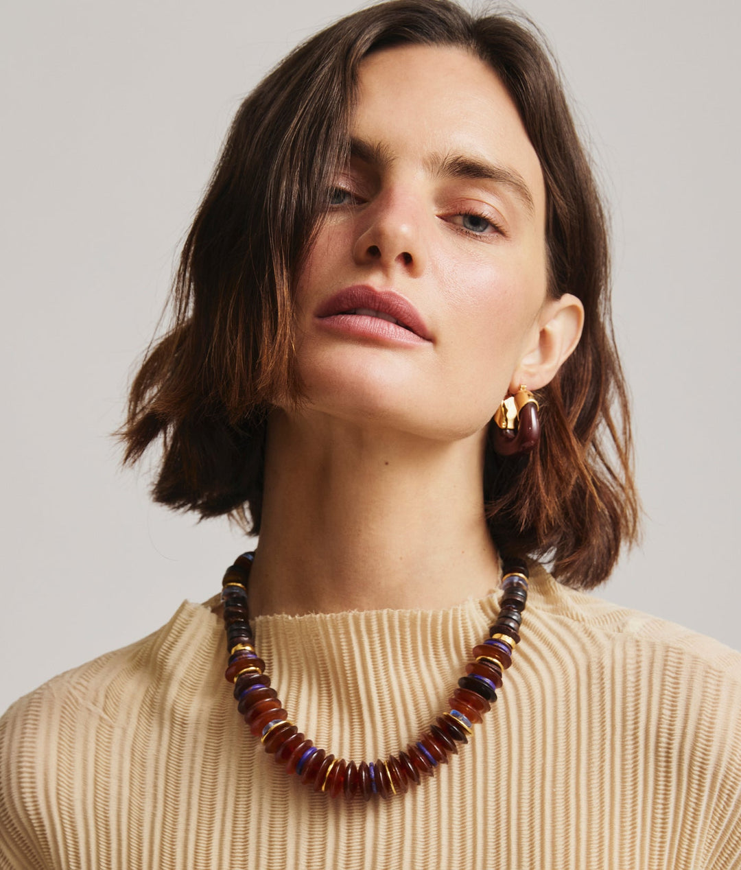 Lizzie Fortunato Mini Organic Hoops in Espresso available at Barbara Katz