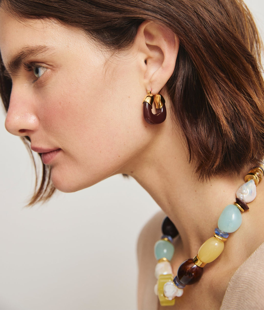 Lizzie Fortunato Mini Organic Hoops in Espresso available at Barbara Katz