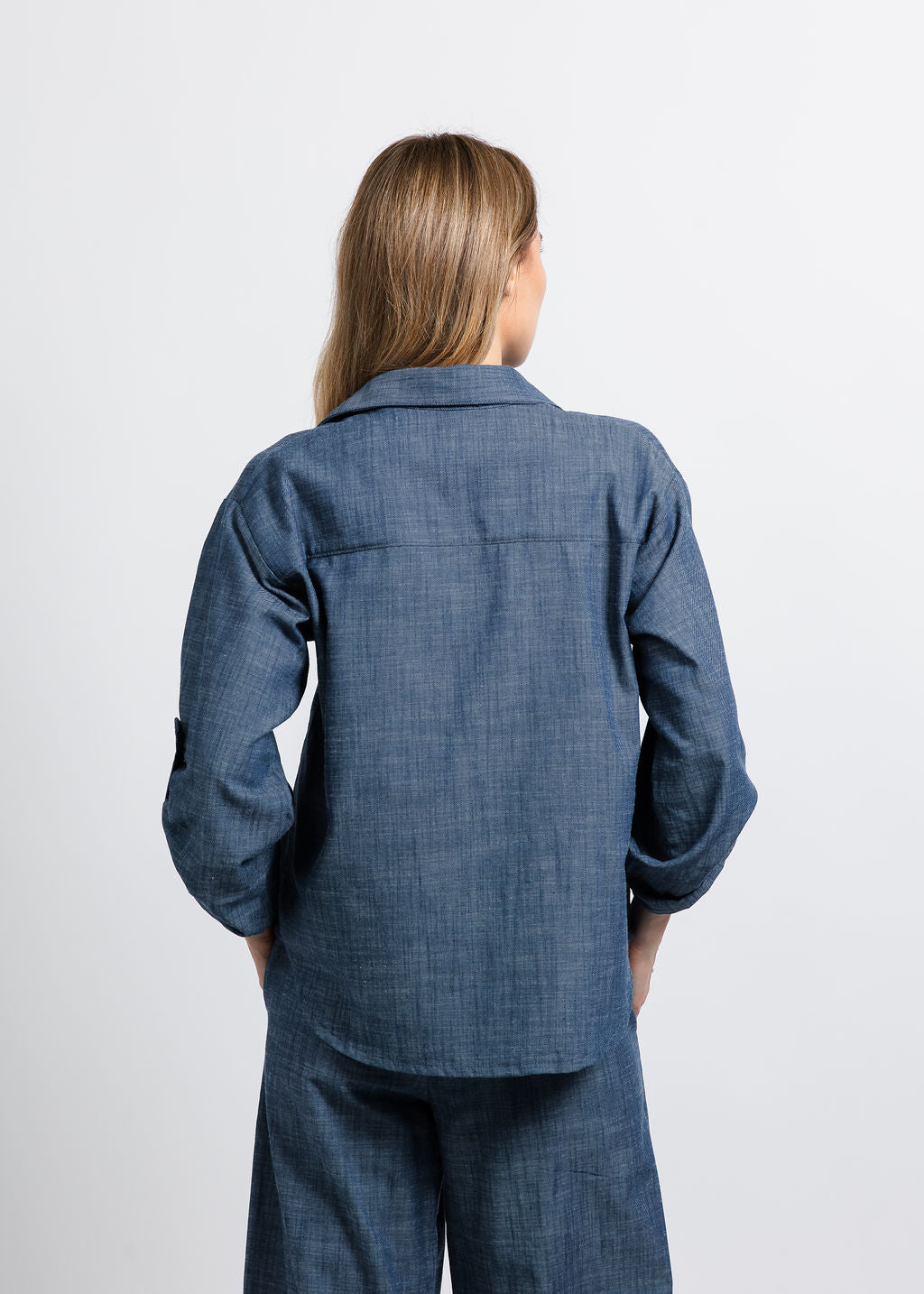 Nally & Millie Ariel Button Down Shirt in Chambray available at Barbara Katz