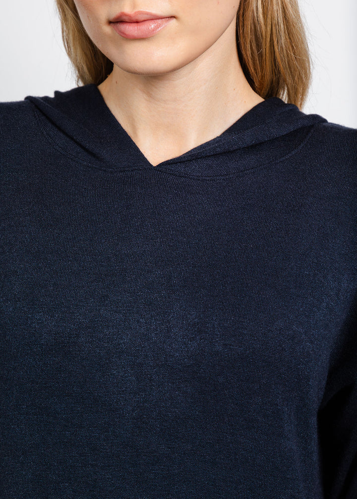 Nally & Millie Claudia Cashmere Like Hoodie in Midnight available at Barbara Katz